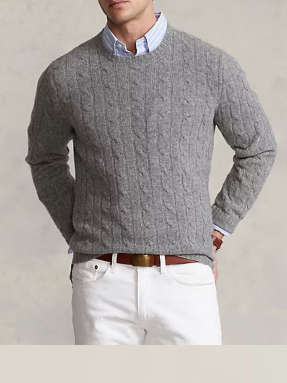 Polo Ralph Lauren The Iconic Cable Knit Cashmere Sweater Gray XXL Retails $495